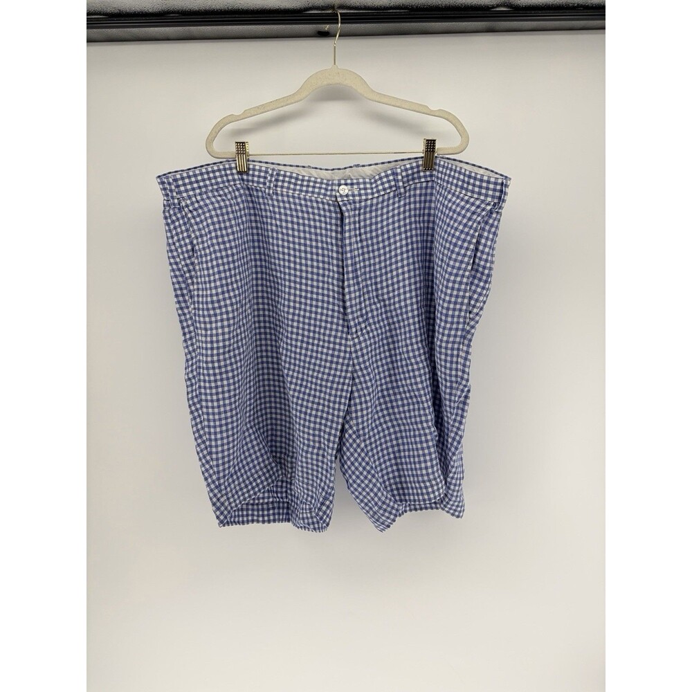 Polo Ralph Lauren Linen Gingham Plaid Blue Classic Fit Shorts SZ 46B